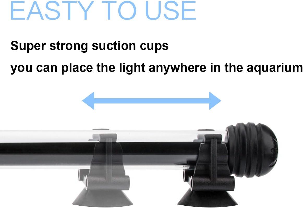 15 inches LED Aquarium Light, 2.5W Fish Tank Light Underwater Light Submersible Crystal Glass Lights, 21 LED Beads 12