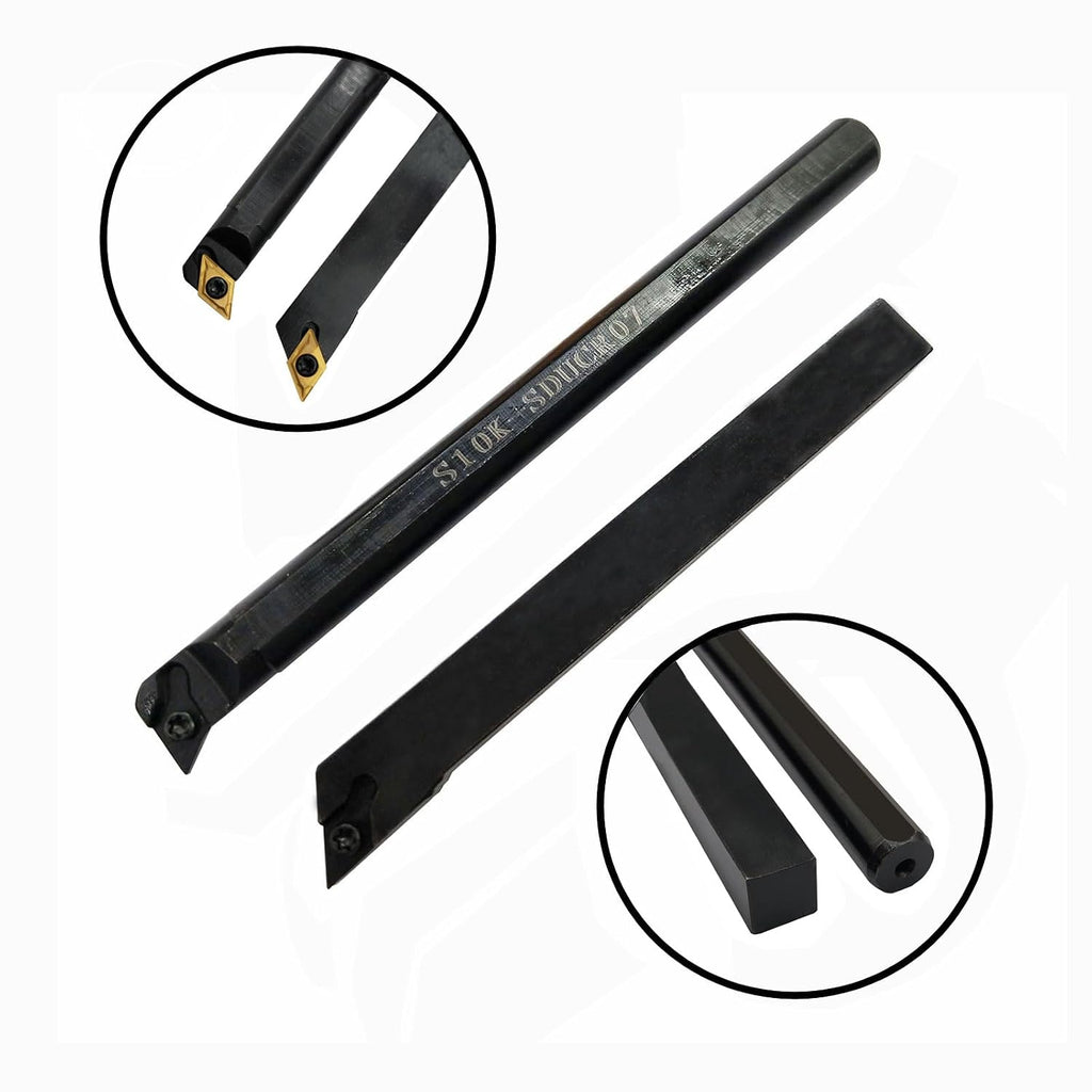 14PCS 3/8in10mm Shank Indexable Lathe Tool Holder Bit Set for Turning Milling Boring bar with Indexable Carbide Turning Insert CCMT21.51 DCMT21.51 (3/8 Holders + 12pcs DCMT2.51)