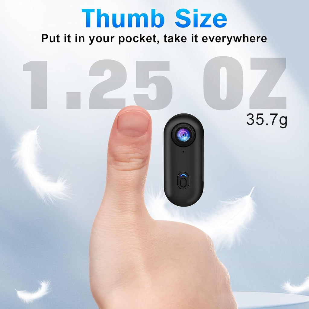 i3 4K Thumb Action Camera, Tiny Size, Mount Anywhere, Small Body Camera | with 64G Card, Spring Clip, Portable