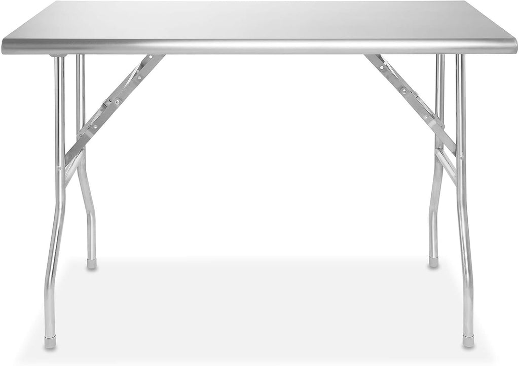 Stainless Steel Folding Table 48 x 24 Inch, NSF Kitchen Prep & Work Table
