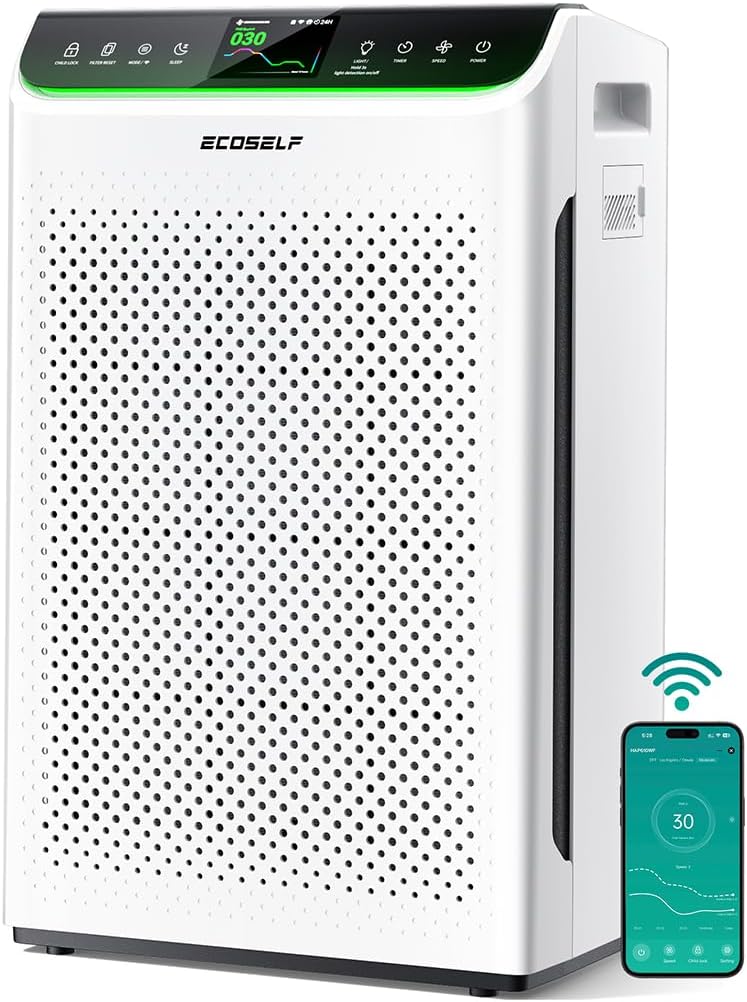 Air Purifier for Home Large Room Up to 3850Ft² with Washable Filter, HEPA Air Cleaner with AQI Display, Trend Graph