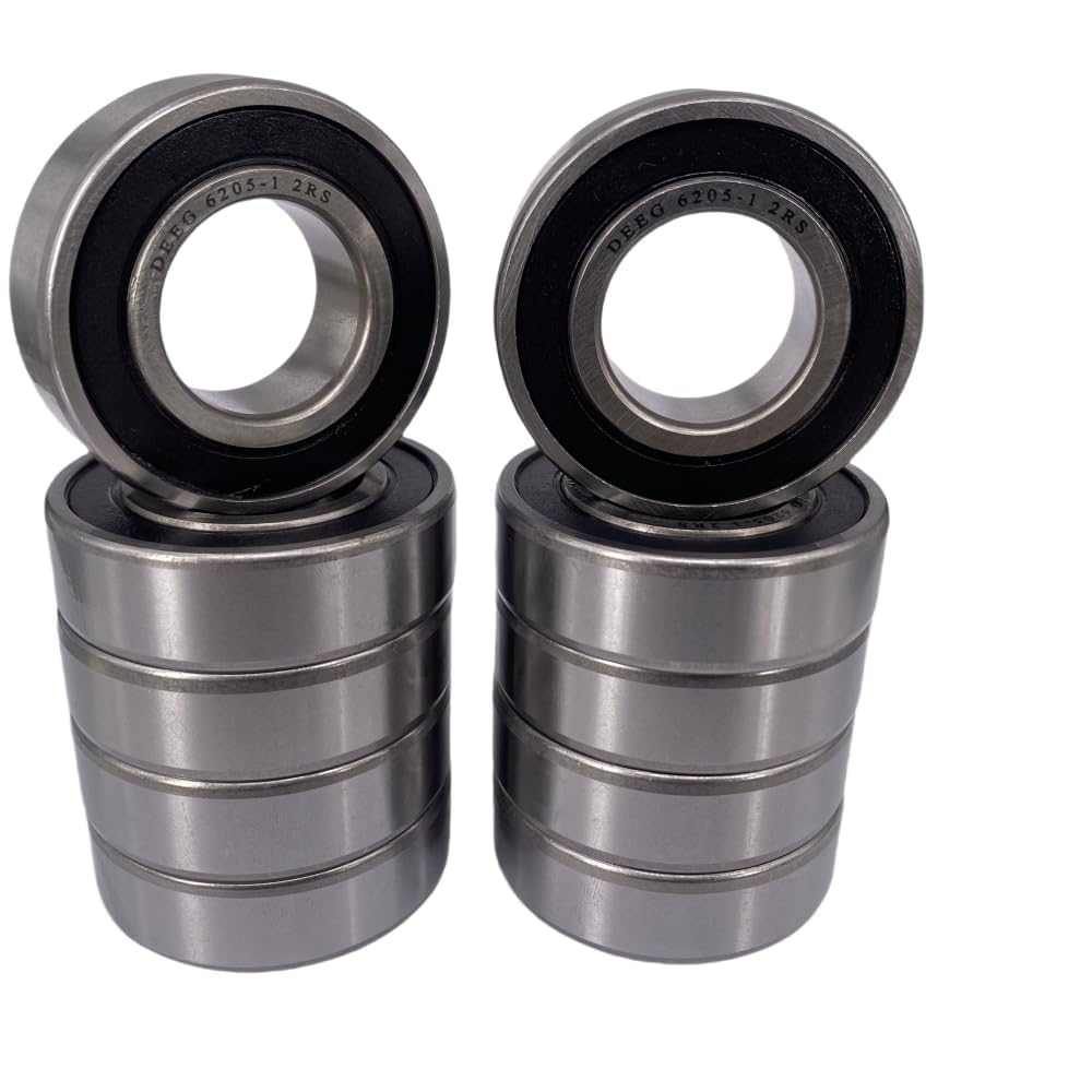 DEEG 10 PCS 1 inch bore 6205-1-2RS Spindle Bearing 1" x52x15mm Bearing