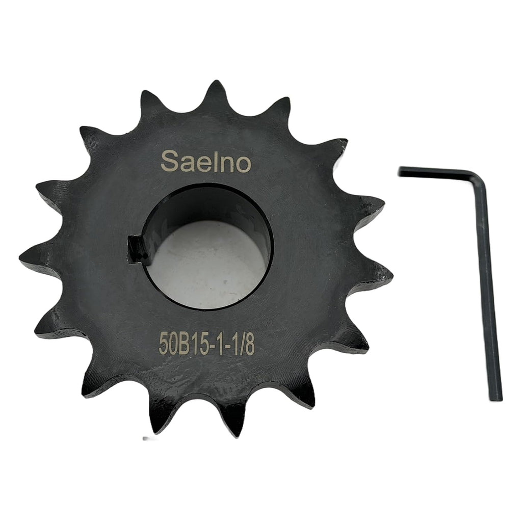 #50 Roller Chain Sprocket Type B 1 1/8 inch Bore 15 Tooth, Hardened Antirust 1045 Steel Drive Sprockets 50B15-1 1/8