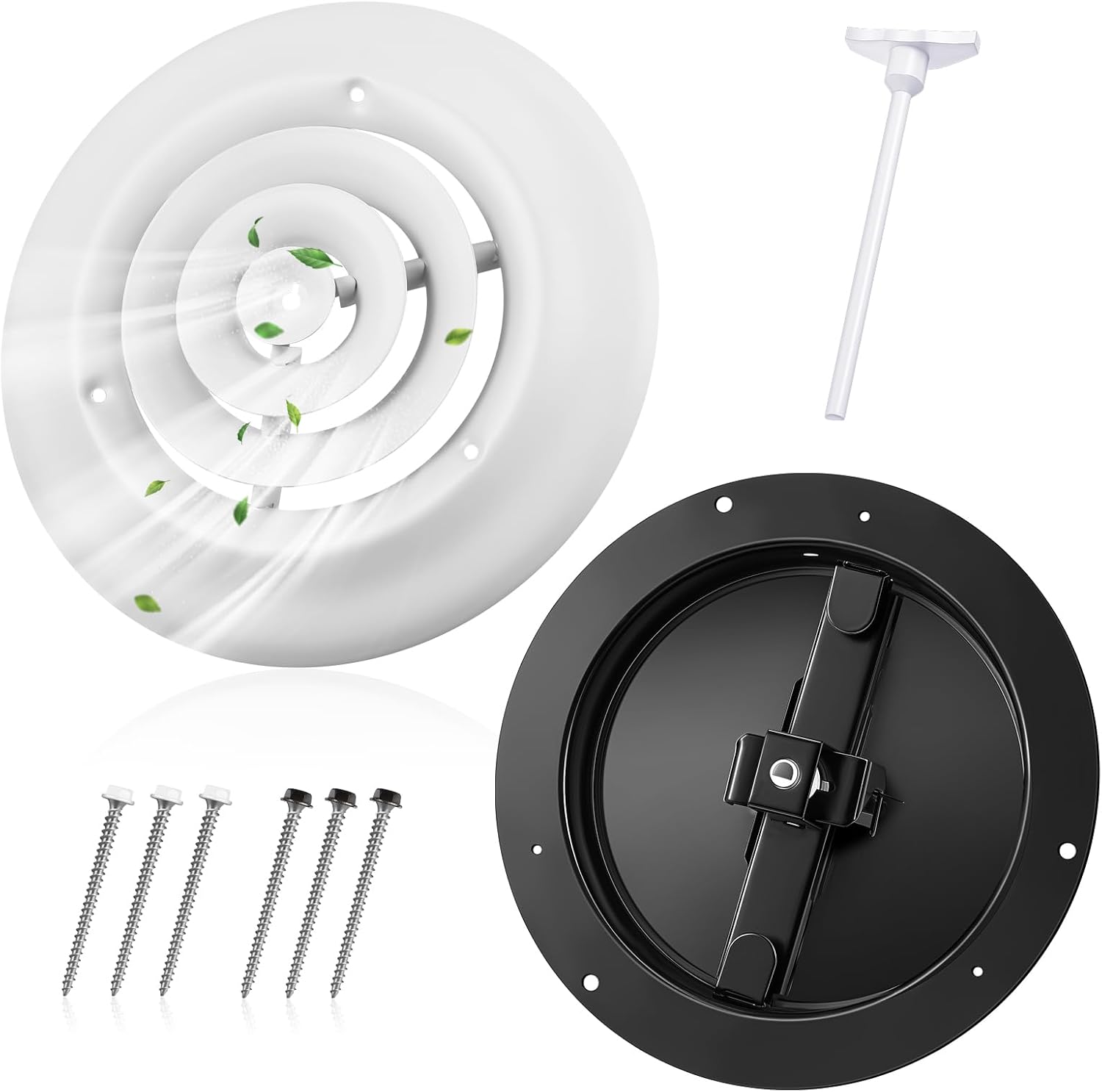 1 Pack 6 Inch Round Vent Cover Ceiling Diffuser HVAC Vent Duct Cover Replacement with Steel Butterfly Damper Fitting
