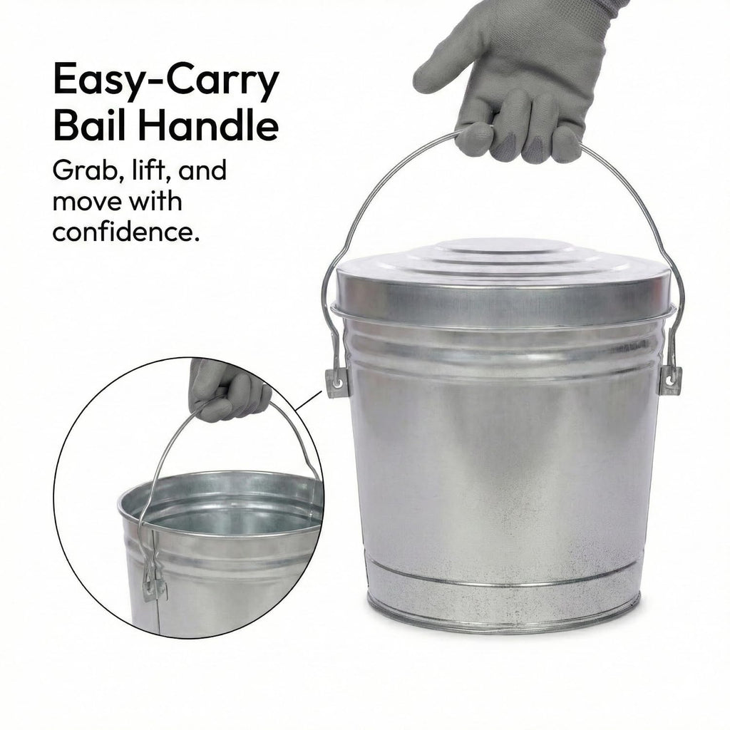 6 Gallon Outdoor Garbage Can, Galvanized Metal Trash Can with Locking Lid, Rust & Weather Resistant Storage Bin for