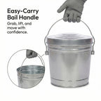 6 Gallon Outdoor Garbage Can, Galvanized Metal Trash Can with Locking Lid, Rust & Weather Resistant Storage Bin for