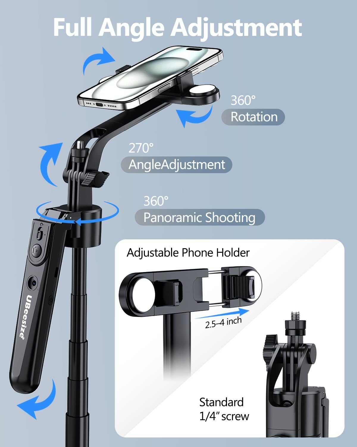 70'' Auto Face Tracking Tripod 360° Rotation with Stand, Phone Tripod with Fill Light, Selfie Stick & Phone Stand for