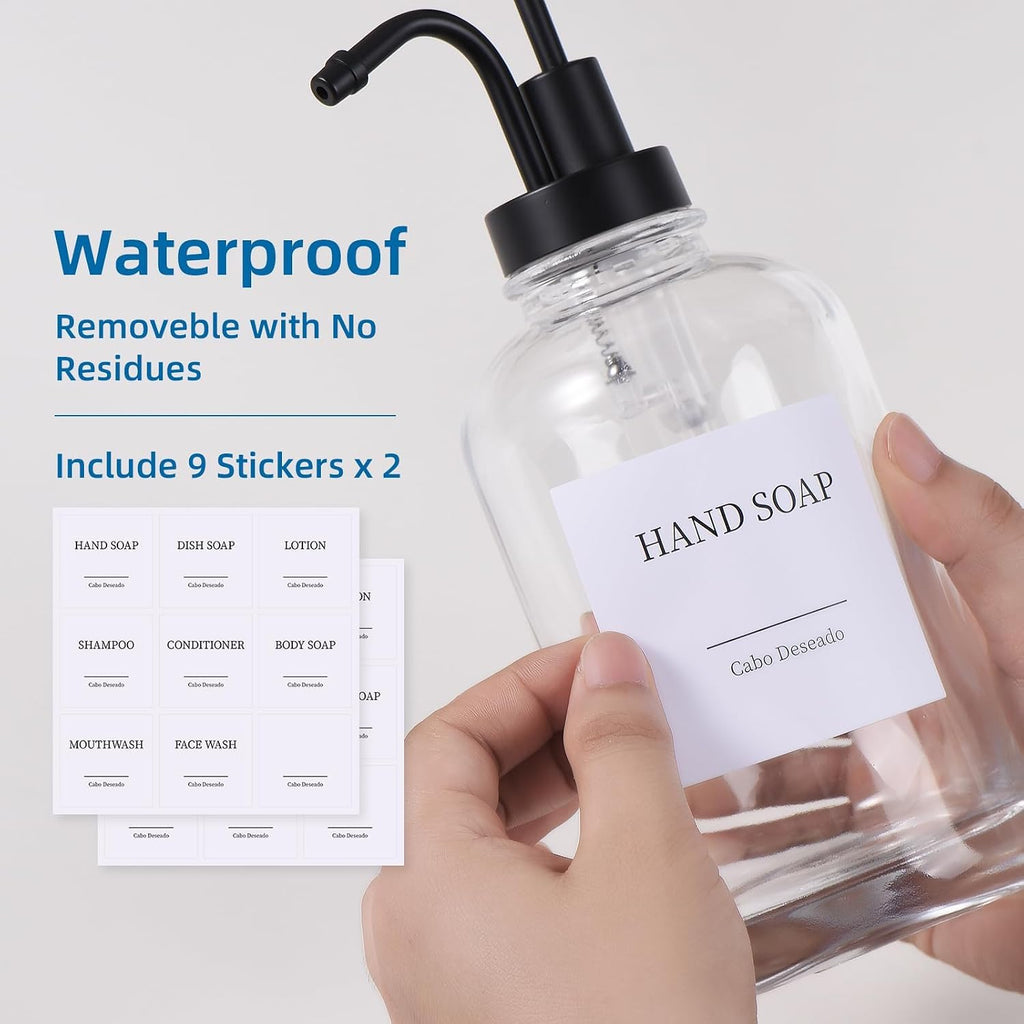 Glass Soap Dispenser with Pump, Dish and Hand Soap Dispenser for Kitchen Bathroom Set, Clear Glass Dispenser Set of 2