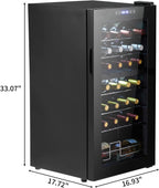 28-Bottle Dual Zone Compressor Wine Cooler, Freestanding Mini Fridge