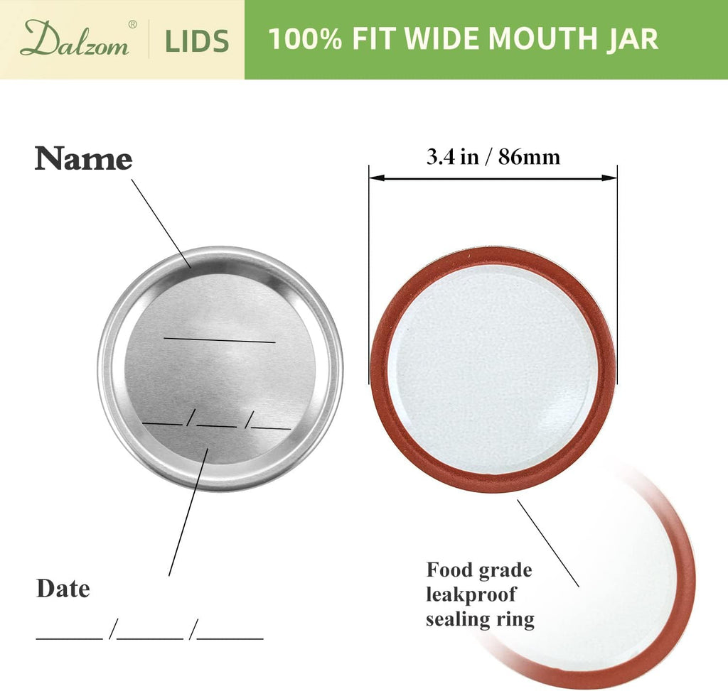 72Pcs Canning Lids Wide Mouth, Premium Mason Jar Lids for Ball, Kerr Jars - Food Grade Material, 100% Fit & Airtight