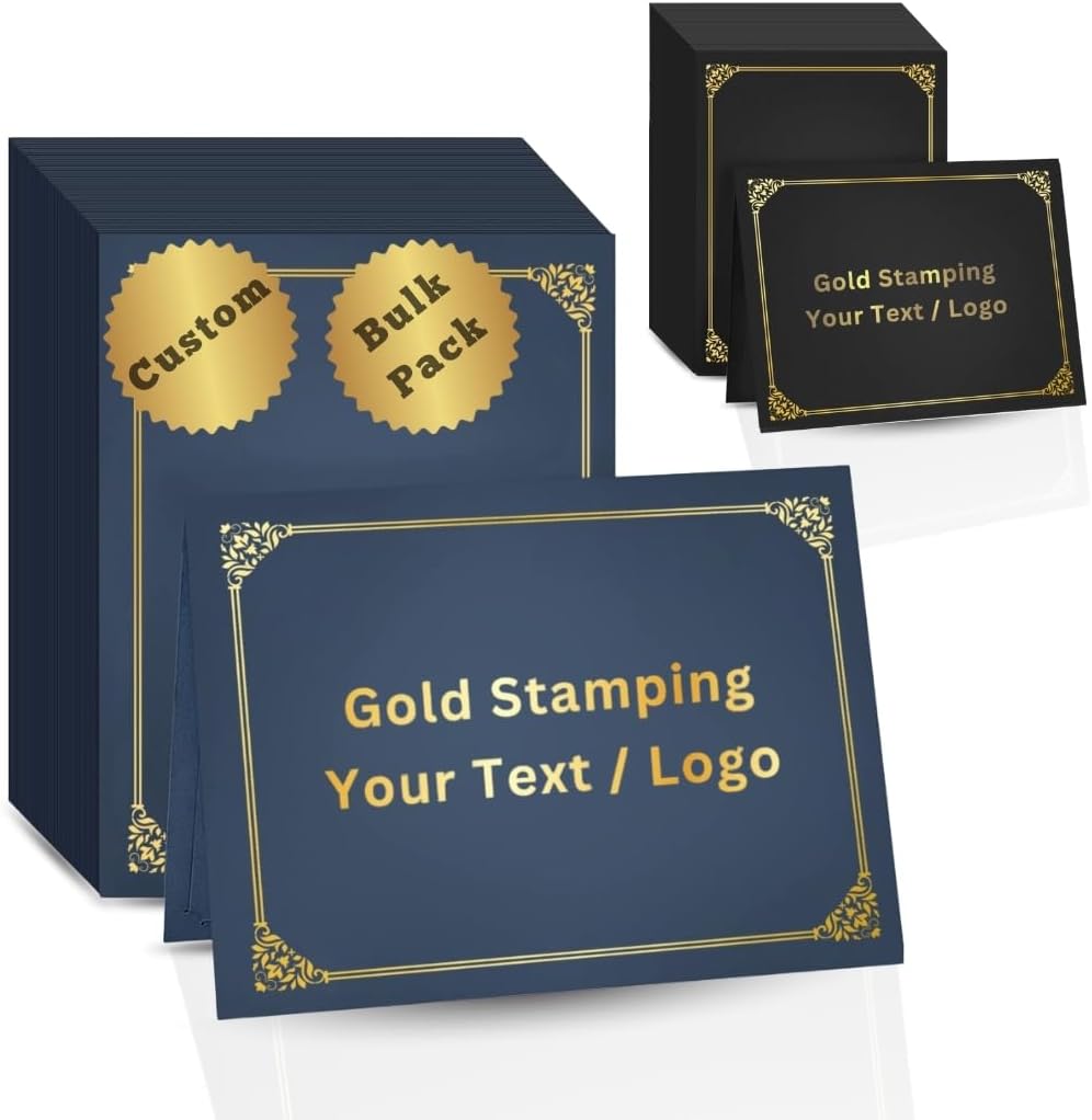 Custom Certificate Holders- Custom Gold Stamped Logo & Name- 50/100/200 Bulk Packs- Personalized Diploma Covers with