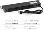 8 Outlet Horizontal 1U Rack Mount PDU Power Strip with Surge Protector - 110V/15A - 6ft Power Cord for Network Server