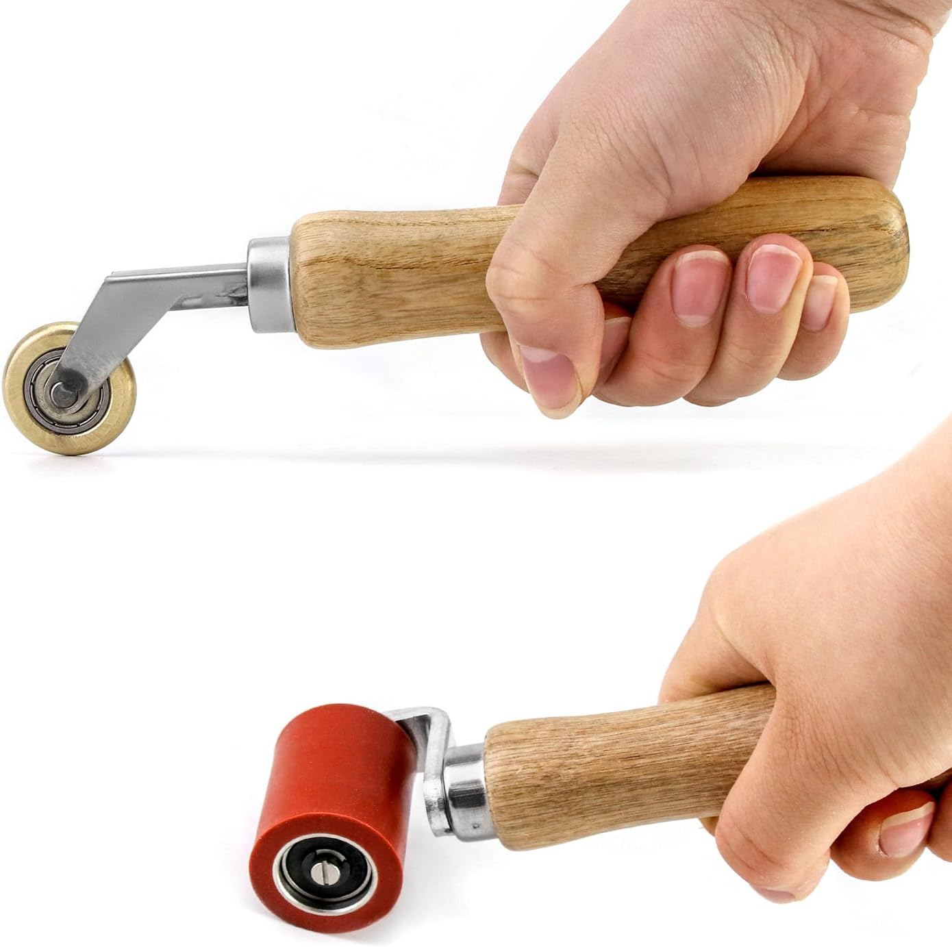 Seam Roller Set, 40mm Silicone Seam Roller + Brass Detail Roller, Removable Bearing Wallpaper Seam Roller Tool for