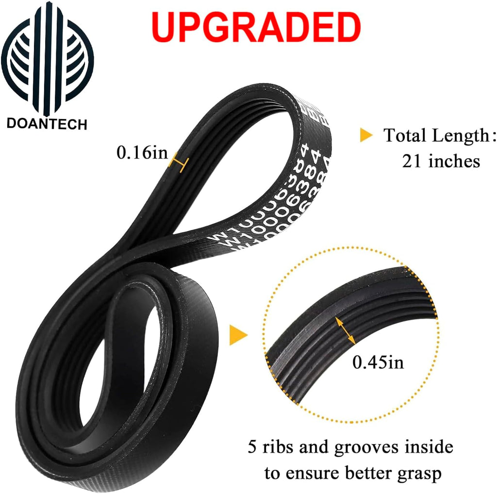Upgraded Washer Pulley Clutch Kit Drive Belt Replacement for Maytag MVW6230HC0 7MMVWC565FW1 7MMVWC465JW0 NTW4516FW3 MVWP576KW1 MVWC465HW3 MVWC565FW1 MVW6230HW1 MVW6200KW2 MVW6200KW1 MVW6230HW2