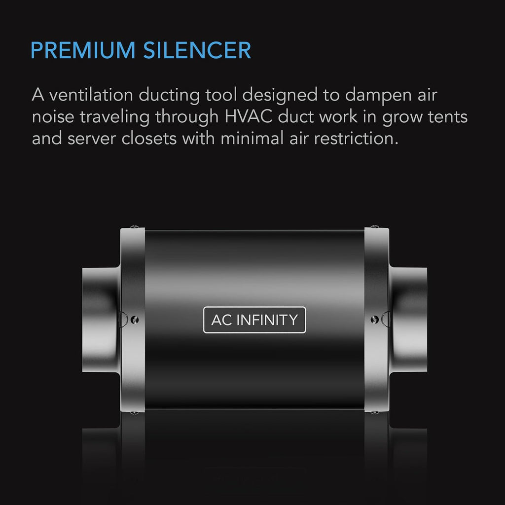 AC Infinity Inline Duct Fan Silencer 6", Noise Reduction Muffler