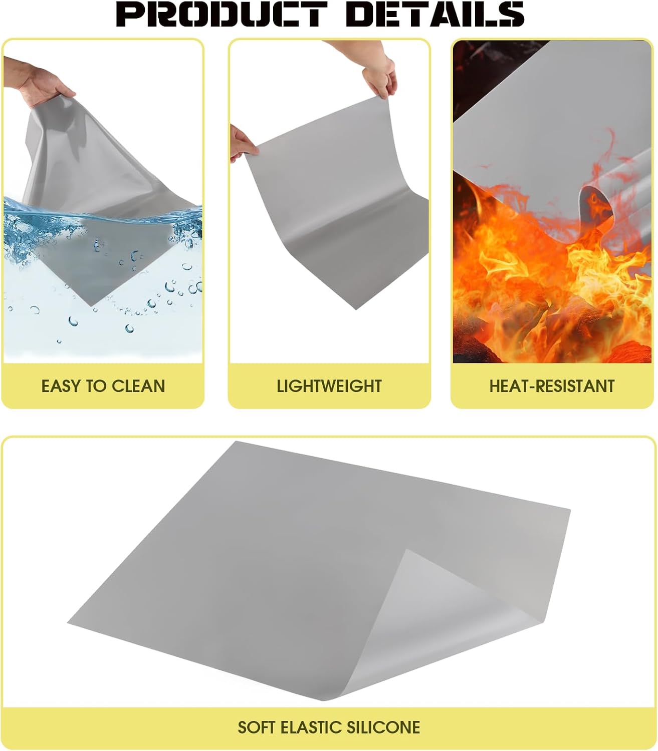 Silicone Heat Press Mat,18" x 22" x 1/32" Thick Cover Sheet,Foam Cover Pad and Double Sided Use Mat for Hat