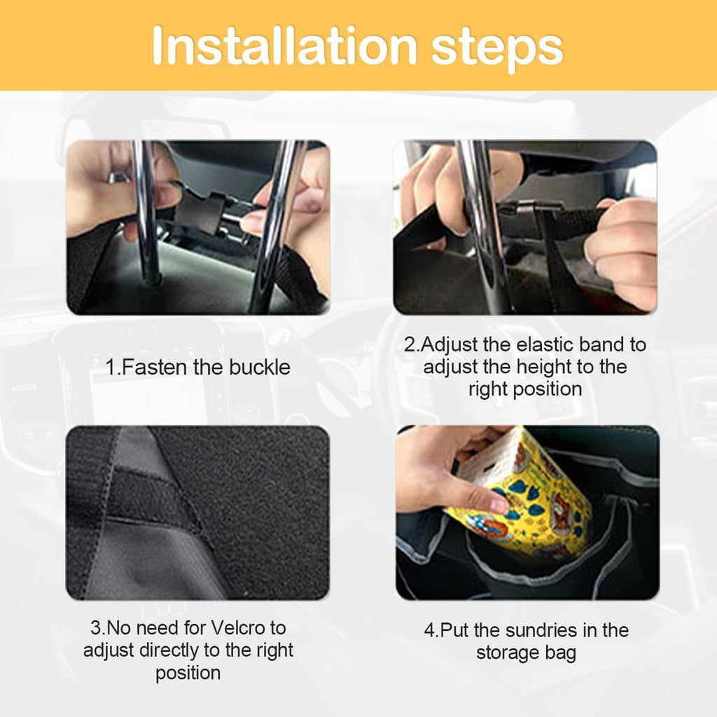 Car Trunk Organizer with Lid, Backseat Hanging Storage Bag with 4 Pockets & 3 Adjustable Straps, Waterproof PVC