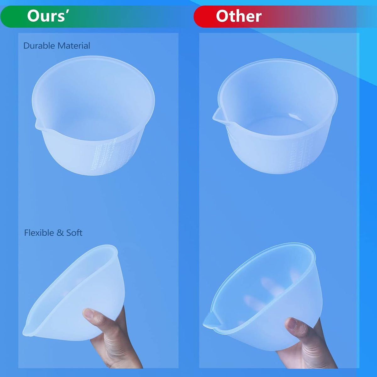 Silicone Measuring Cups for Epoxy Resin, Reusable Mixing Cups, Melt Stir Squeeze & Pour Measuring Cups Easy Clean for