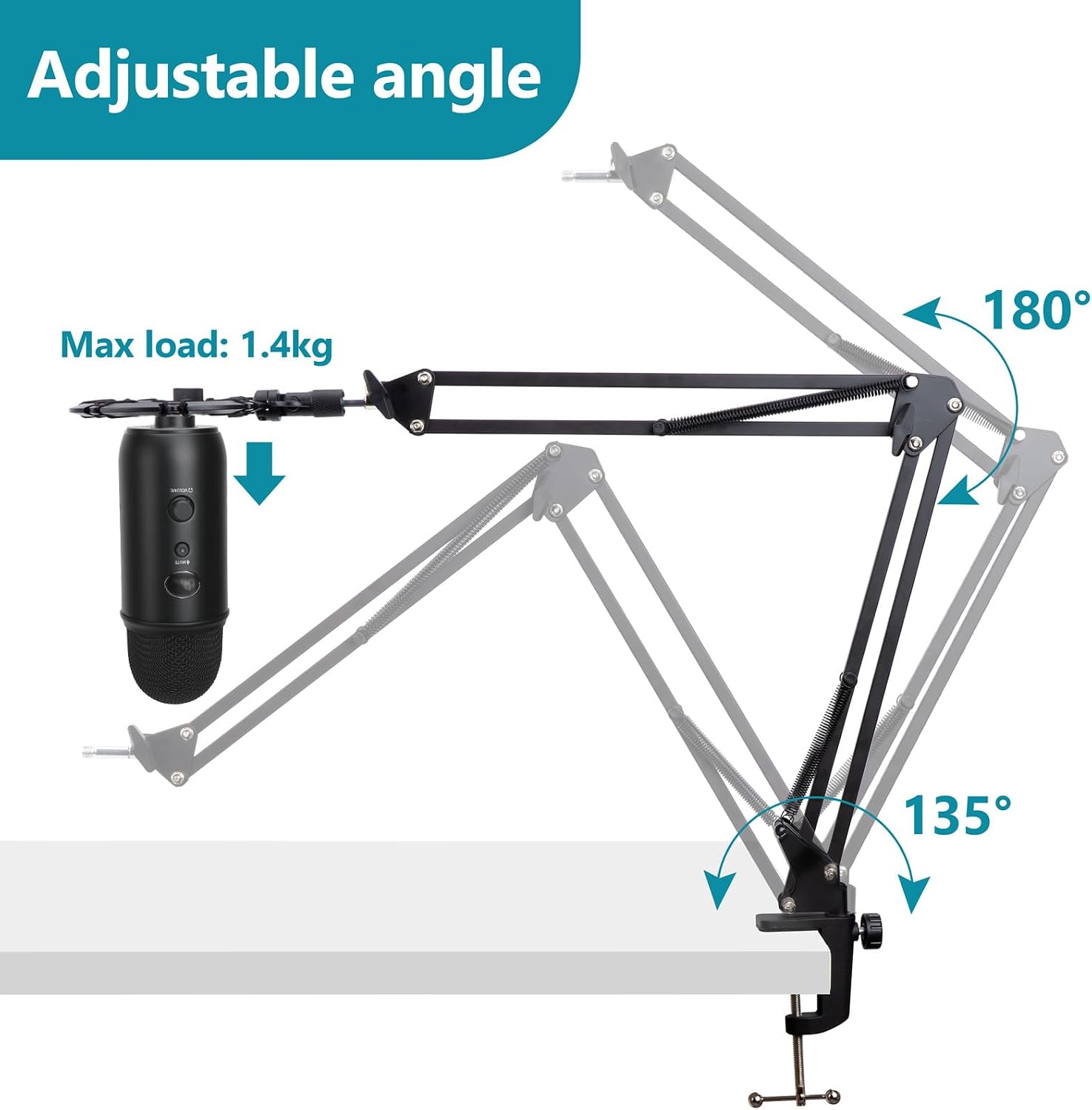 Blue Yeti Microphone Stand with Foam Cover - Suspension Boom Scissor Arm Stand and Mic Windscreen Pop Filter