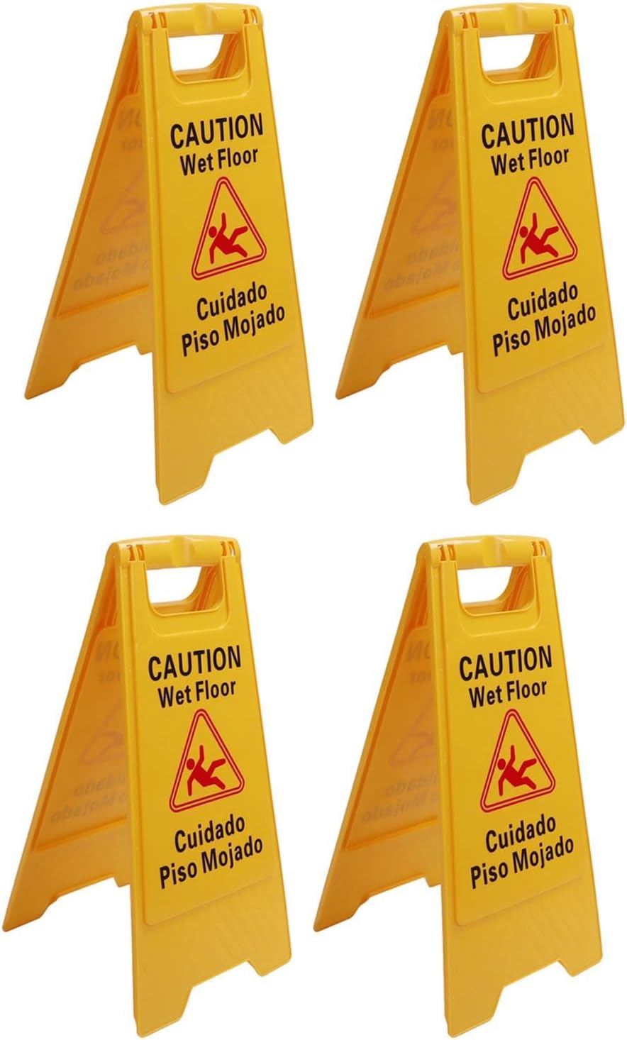 Wet Floor Caution Sign, Foldable Bilingual Safety Warning A Frame for Restaurants Offices Engineering Plastic Yellow