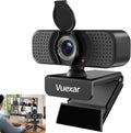 Full HD 1080P Webcam with Microphone, Noise-Canceling, Privacy Cover, Wide-Angle Lens, Auto Light Correction, Plug &