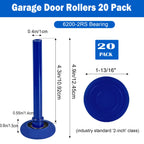 EXERAUO 20 Pack Blue 2" Nylon Garage Door Rollers 4" Nylon Stem