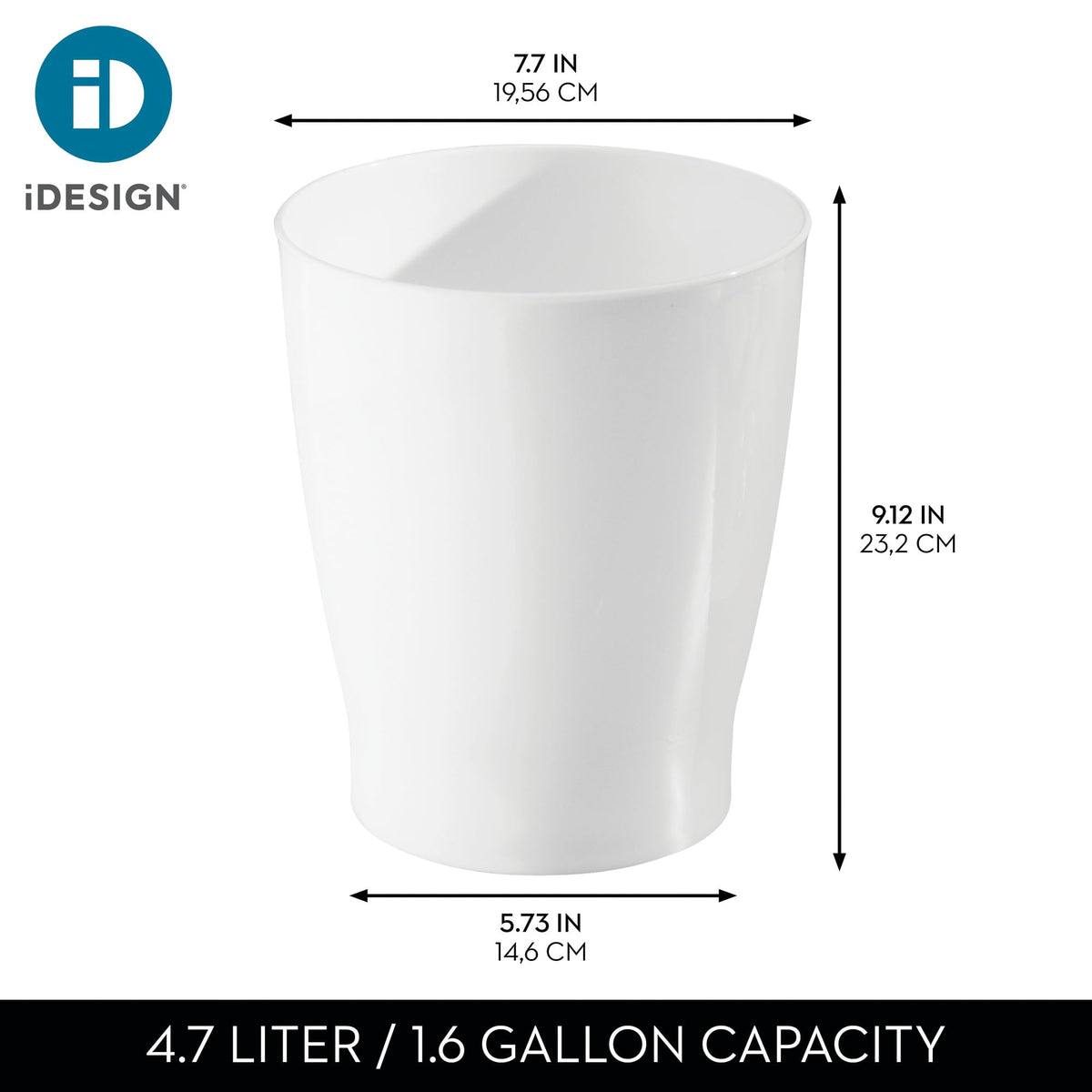 Small Round Plastic Bathroom Trash Can, White