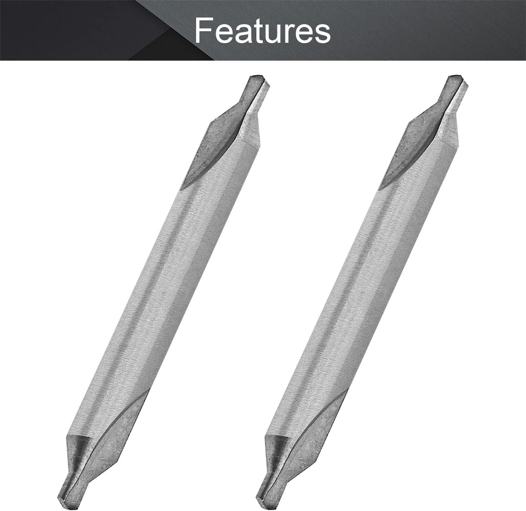 Utoolmart 5 Pcs Center Drill Countersink Lathe Bit Mill Tool, Combined Drills Plain Type Imperial, 3/16-inch Combined Countersinks Drills Set Tool, HSS-6542 Countersinks