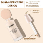 2-in-1 Foundation + Concealer, Full Coverage Makeup(01 Fair Ivory)