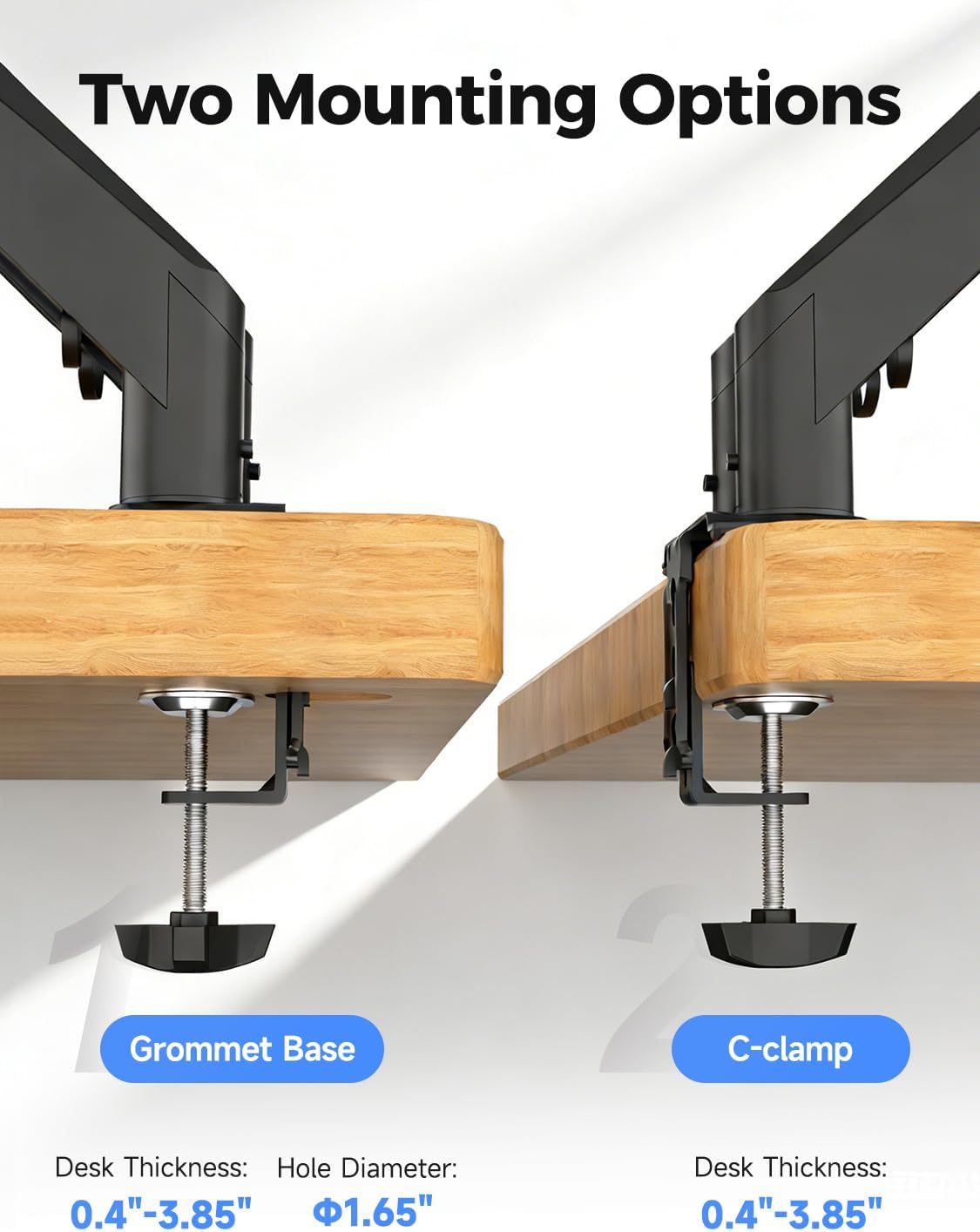 Dual Monitor Mount Stand-Height Adjustable Gas Spring Monitor Arm Desk Mount for 2 Computer Screens 17 to 35 inches