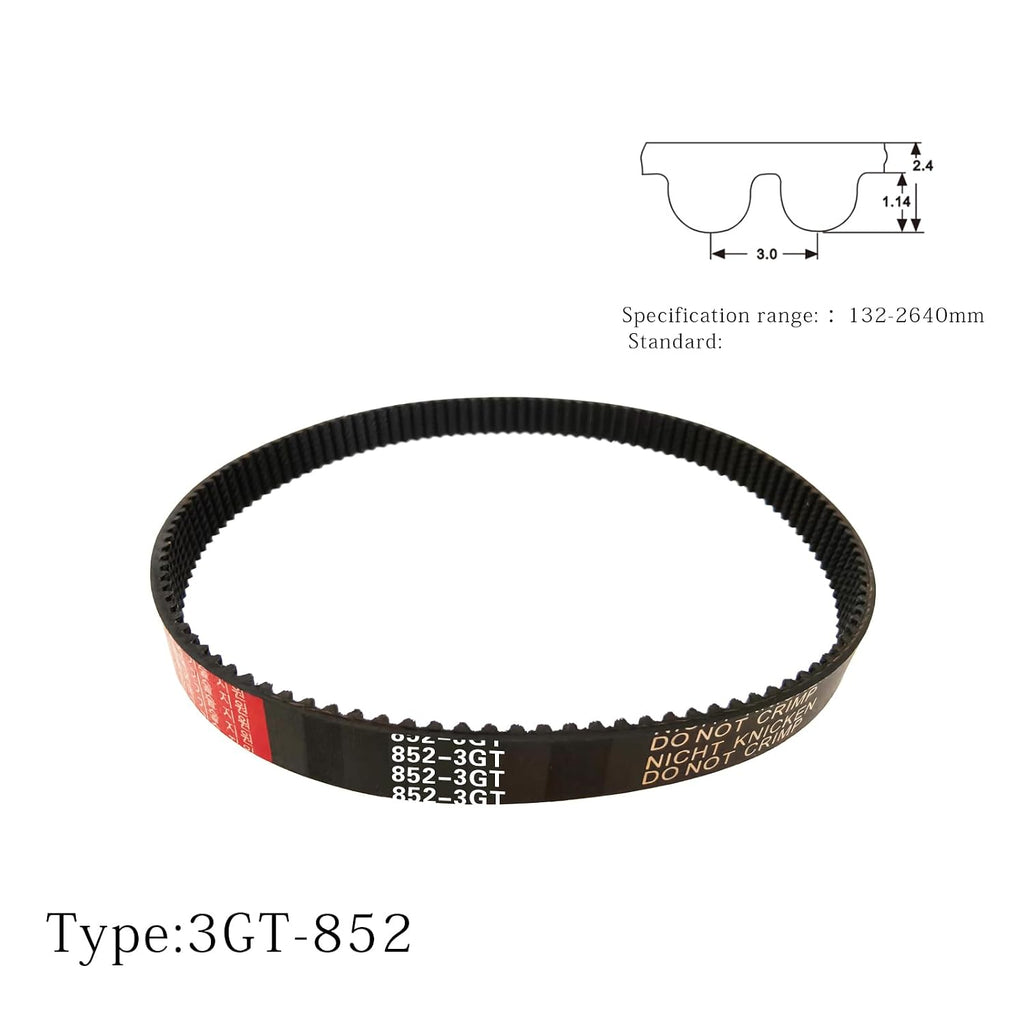 2pcs 3GT Closed Loop Synchronous Timing Belt 852-3GT-10, 284 Teeth, 852mm Length*10mm Width, Rubber Conveyor Drive Belt