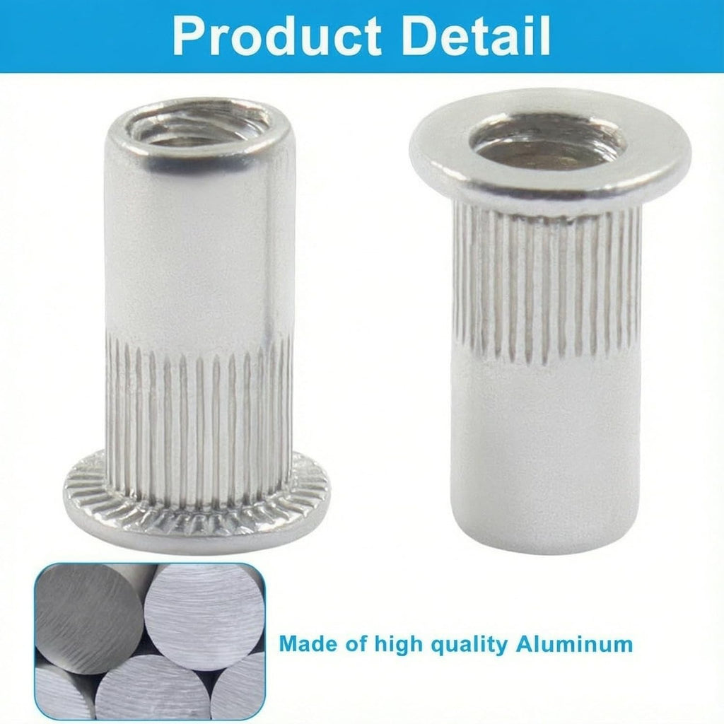 #6-32 Rivet Nuts, 100Pcs, Aluminum Flat Head