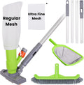 Deluxe Swimming Pool Cleaning Kit with Spa Jet Vacuum Cleaner,Brush, Semi-deep Skimmer Net & Adjustable 57.5-inch