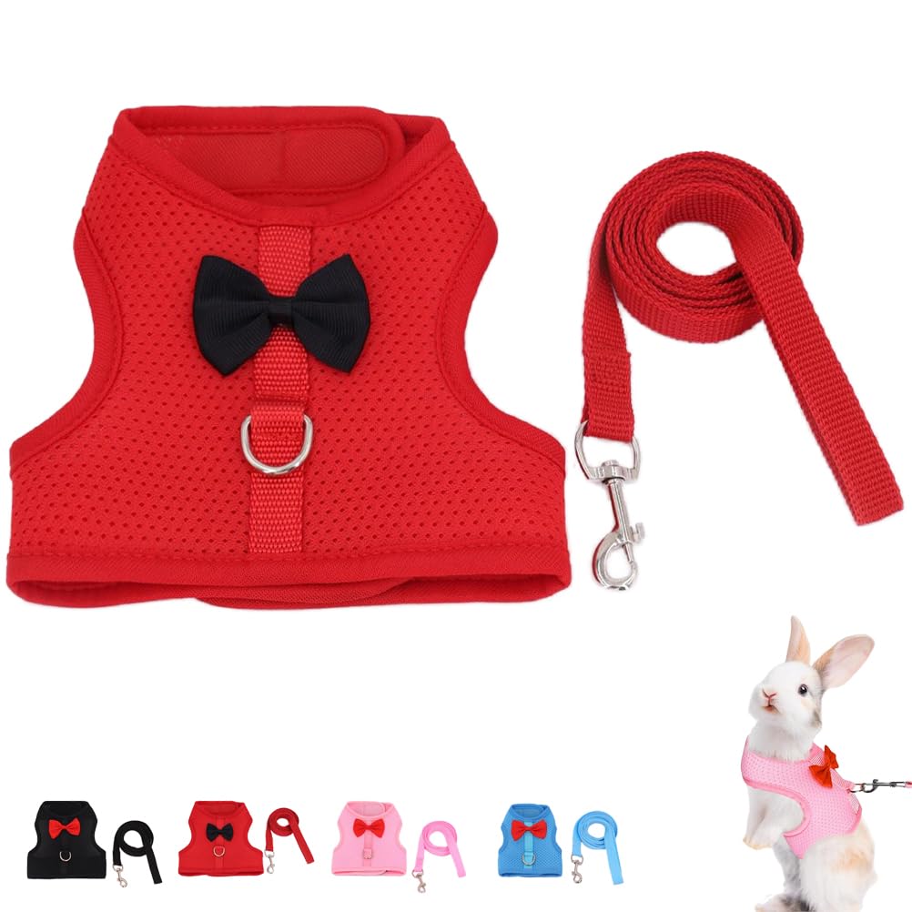 Rabbit Leash and Harness Set for Walking Escape Proof, Red S