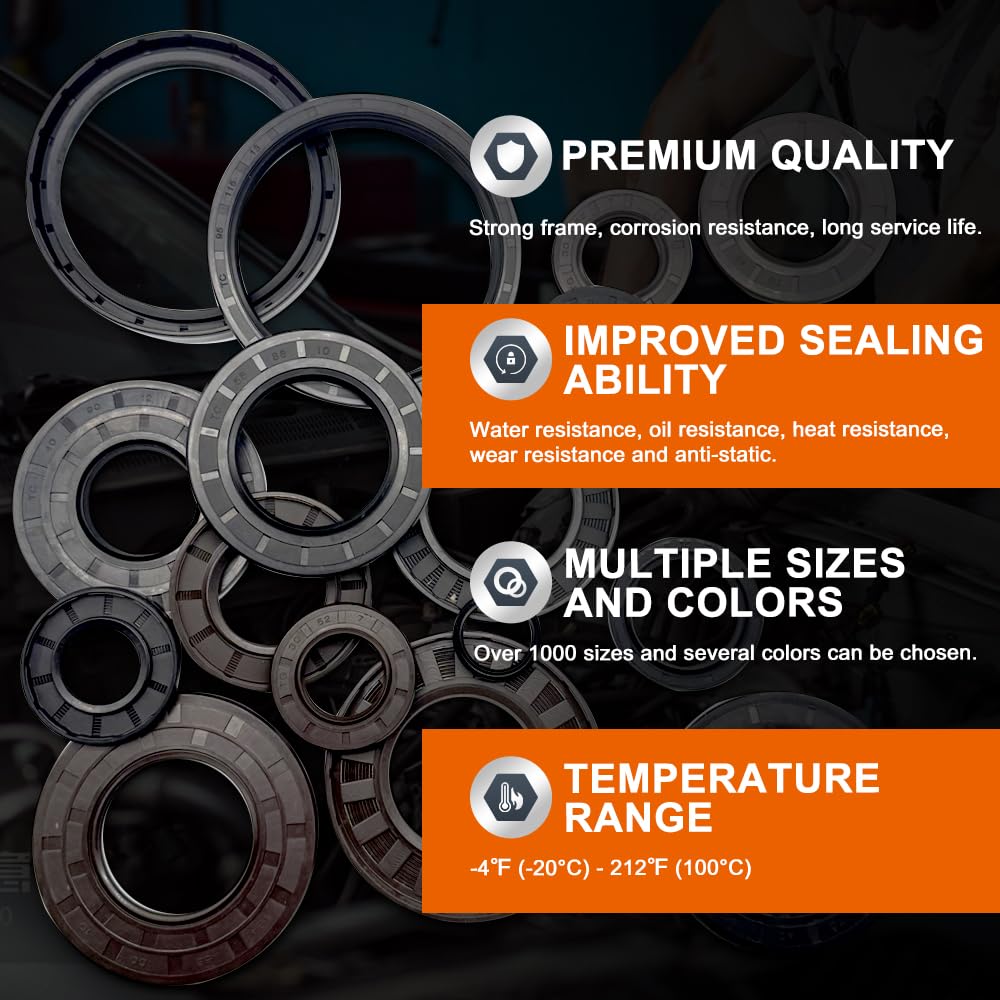 TC 20mm X 40mm X 7mm, 2PCS Black Double Lip Oil Seal, Nitrile Rubber Cover Double Lip with Spring, Oil Shaft Seal Fit for Bearing Shaft