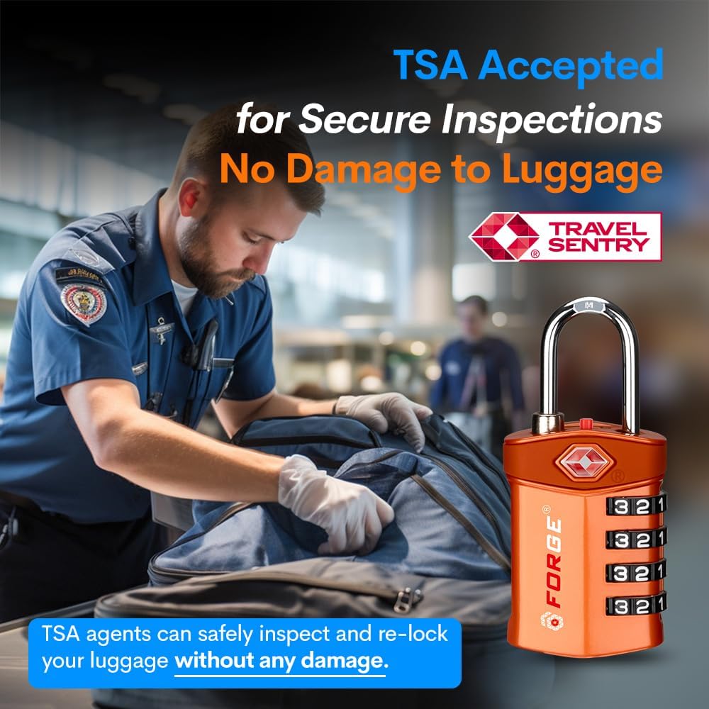 4-Digit Combination Lock, TSA Approved Locks for Luggage, Travel, Gym, School, Suitcase, Backpack, Pelican case, Easy