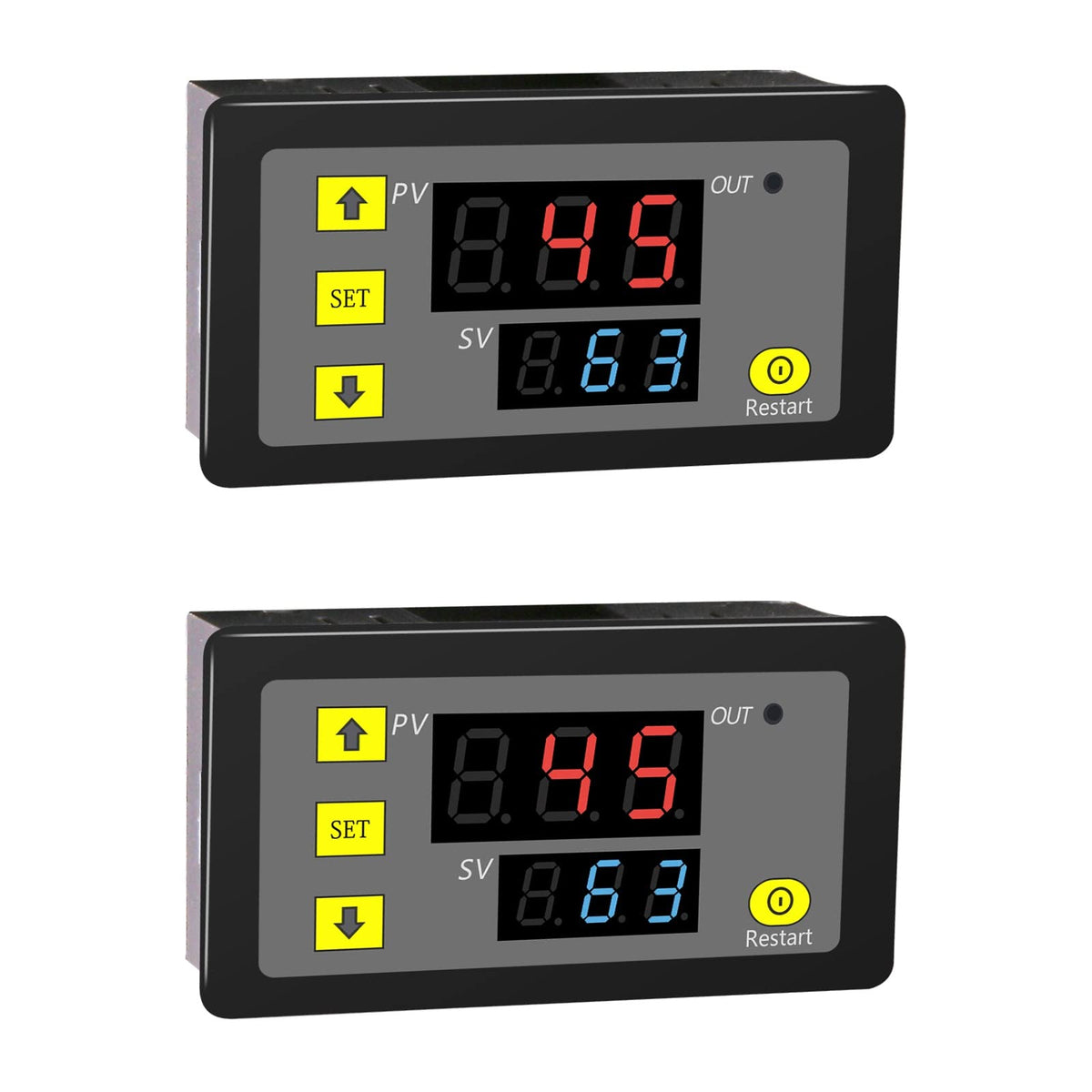 AITIAO 2Pcs DC 24V 20A Relay Module with Dual LED Digital Display Programmable Cycle Timer Switch ON-Off Control