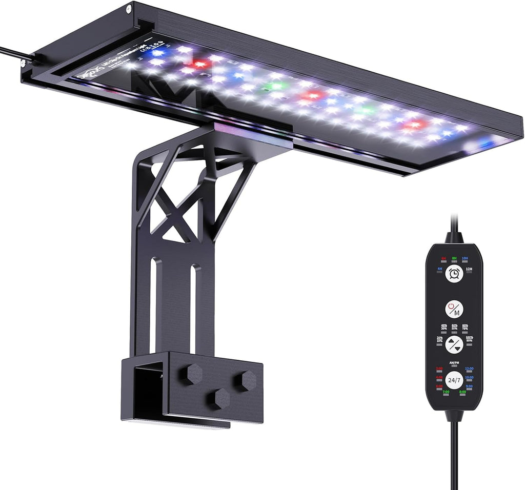 Clip On Aquarium Light for Plants-24/7 Fish Tank Light, 12-20 Inch | Led Aquarium Plant Light with Timer, Full