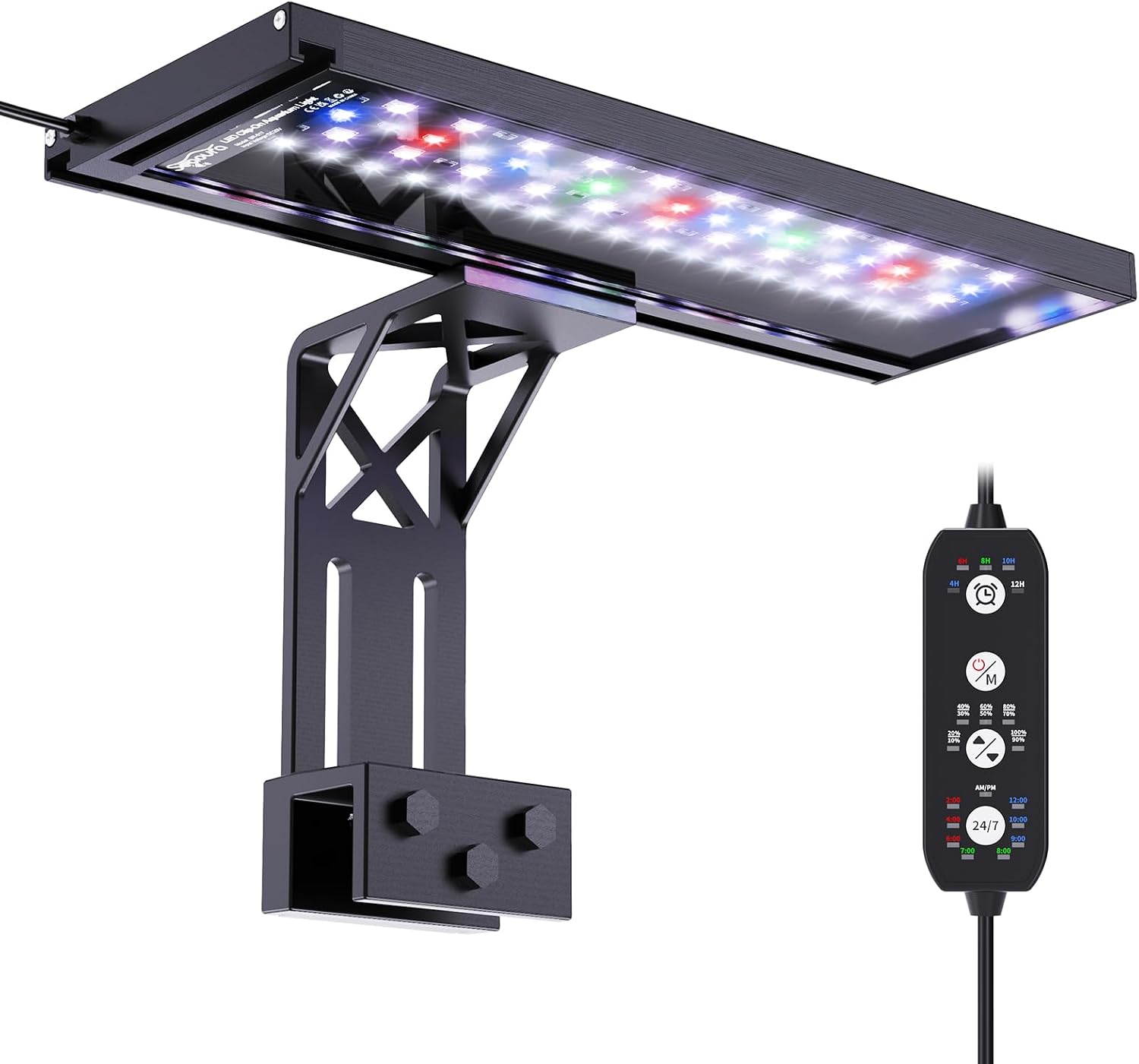 Clip On Aquarium Light for Plants-24/7 Fish Tank Light, 12-20 Inch | Led Aquarium Plant Light with Timer, Full