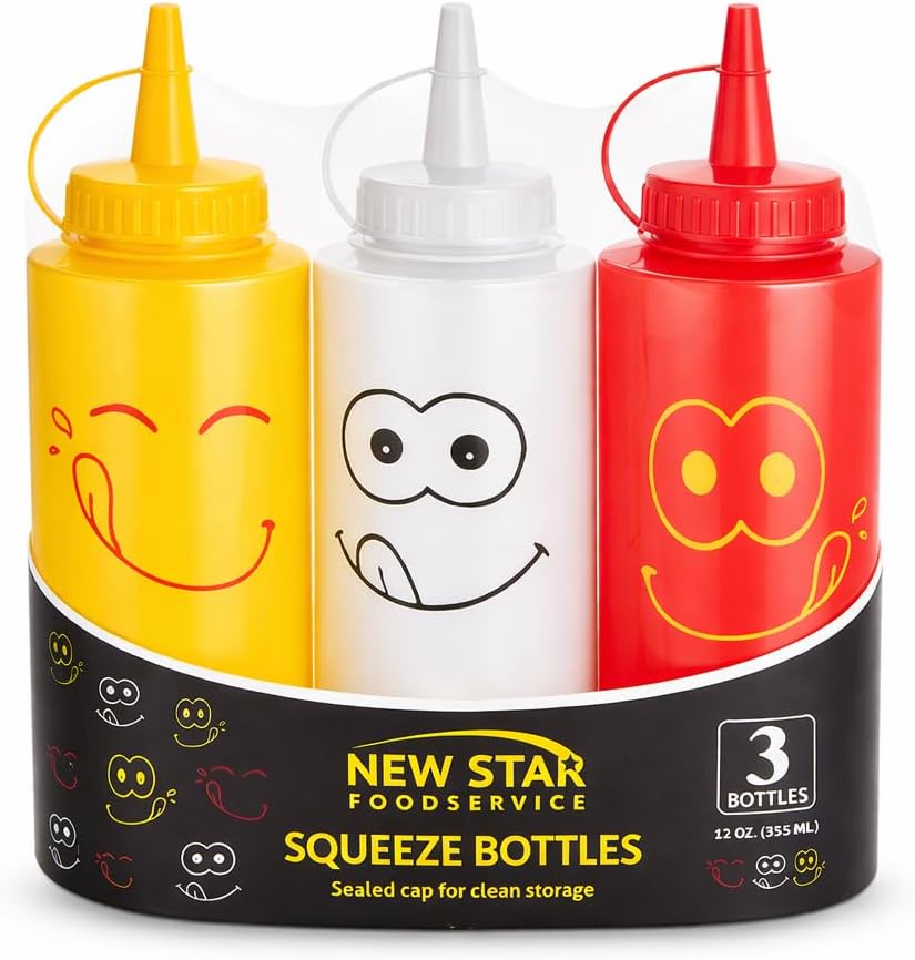 Condiment Squeeze Bottle Set, 12 Oz, 3-Pack