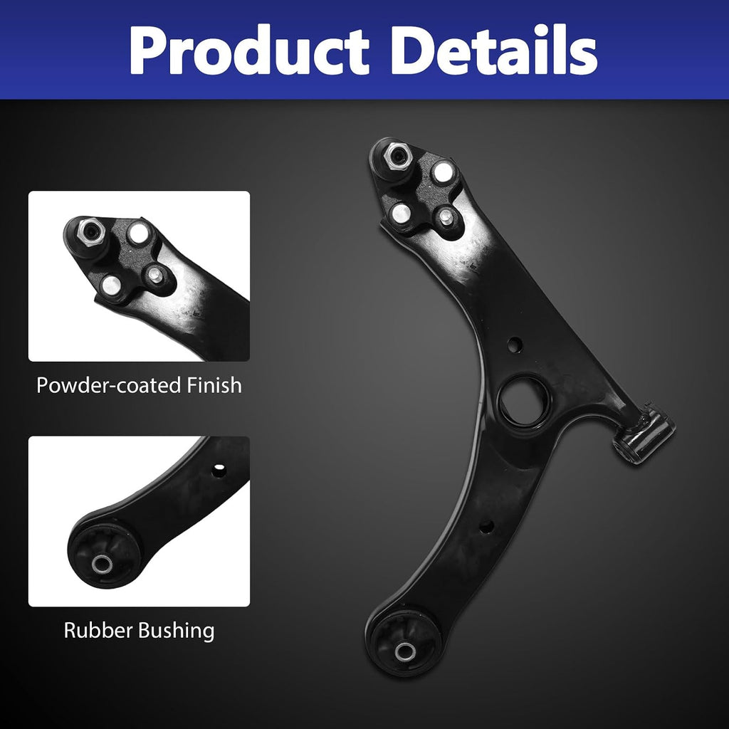 Control Arm, 12 Pcs Suspension Kit Front Lower Ball Joint Sway Bar Stabilizer Link Outer & Inner Tie Rod Bellows Replacement For Toyota Corolla 2003-2008