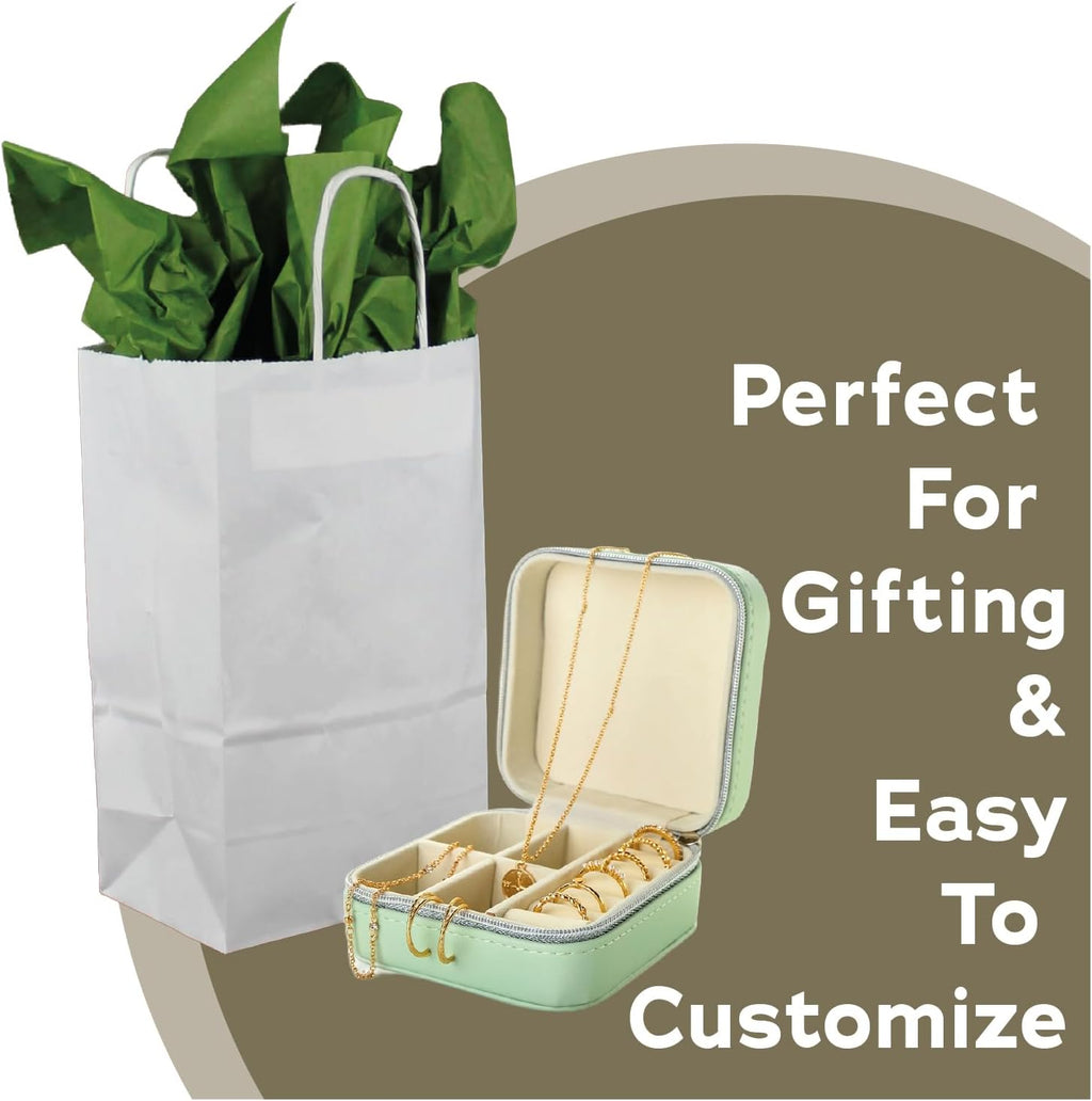4.7x3x7.5 Mini Kraft Paper Bags with Handles, White, 100 Count Bulk — Small Kraft Gift Bags for Boutique Retail