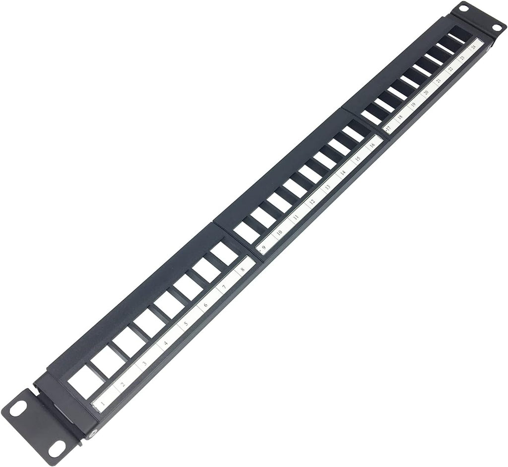 1U Hinged 24 Port Blank Keystone Patch Panel for 19" Rackmount