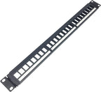 1U Hinged 24 Port Blank Keystone Patch Panel for 19" Rackmount