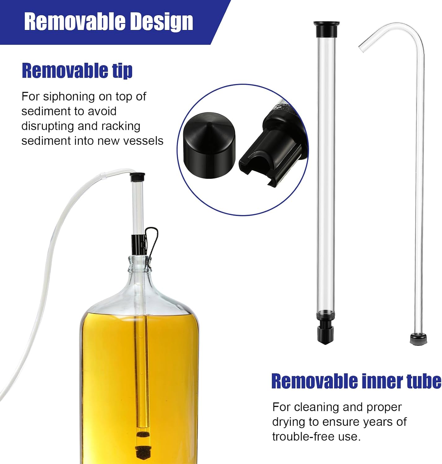 Siphon for Wine Making, Siphon Pump with 6 Feet of Tubing, Bottling Wand, Clamp, Bubble Airlock and Drilled Stopper