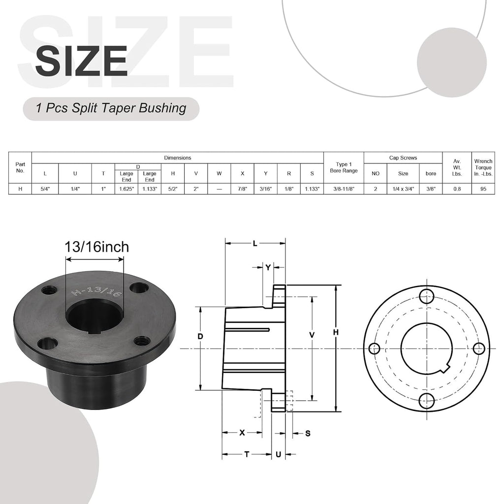 DTGN Split Taper Bushing 13/16" Bore C45 Steel Locking Bushings