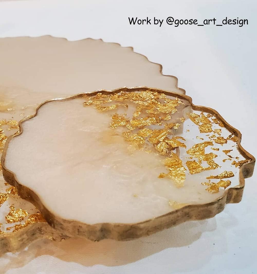 5 Pack Silicone Resin Molds, 1 Pcs Large Tray Mold for Resin + 4 Pack Geode Agate Coaster Molds, Round Tray and