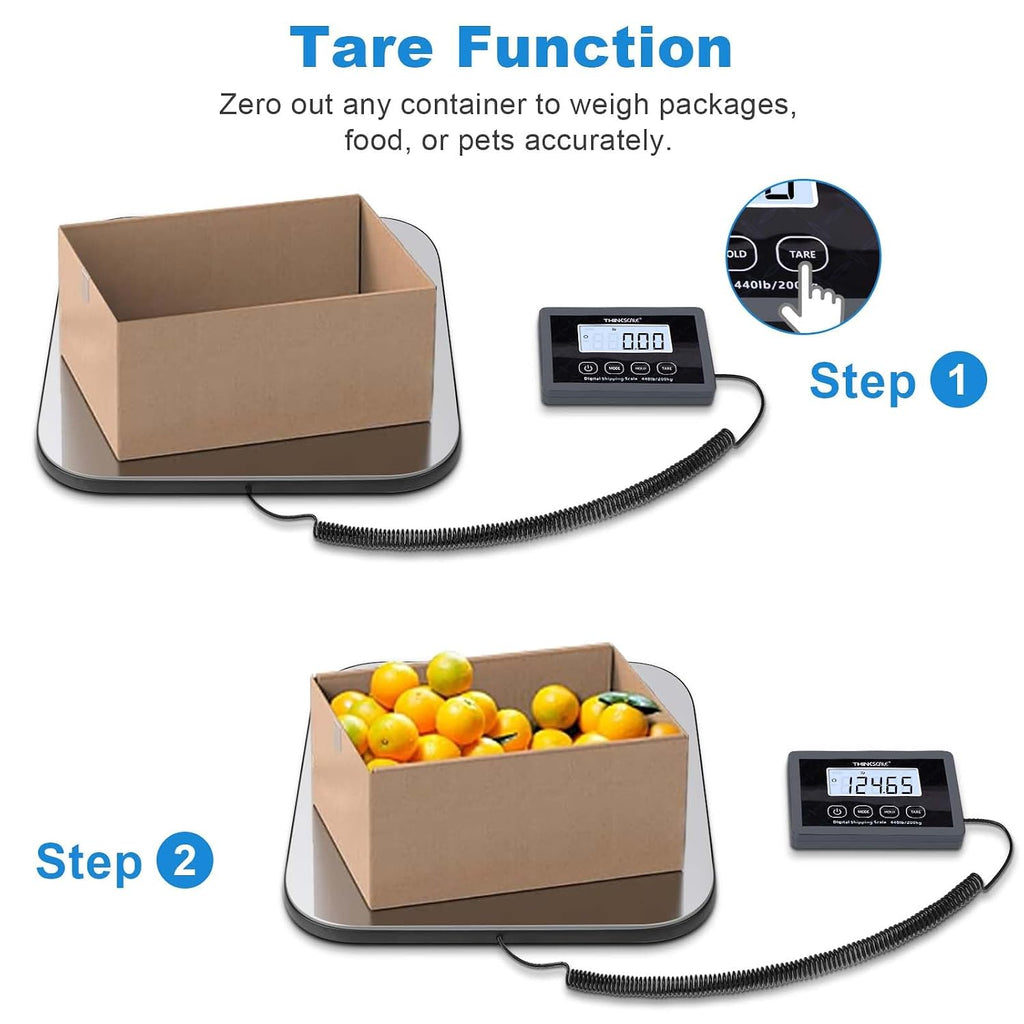440lb Digital Shipping Scale, 1oz Accurate Postal Scale | Large Backlit LCD, Hold/Tare Function, USB & Battery Power