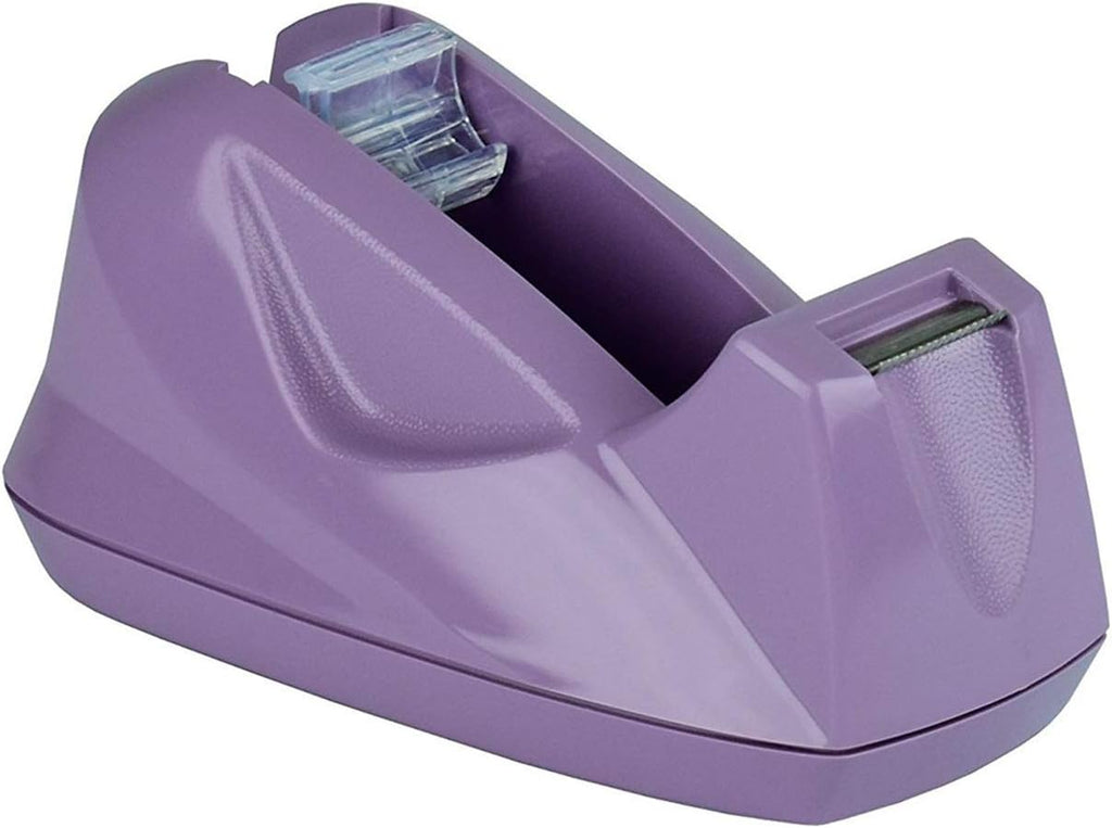 Desktop Tape Dispenser, Premium, Non-Skid Base, Plastic, Purple