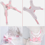 Plush Chest Straps for Dogs, Rhinestone Winter Dog Harness, Vest Bow Harness for Small Medium Dogs